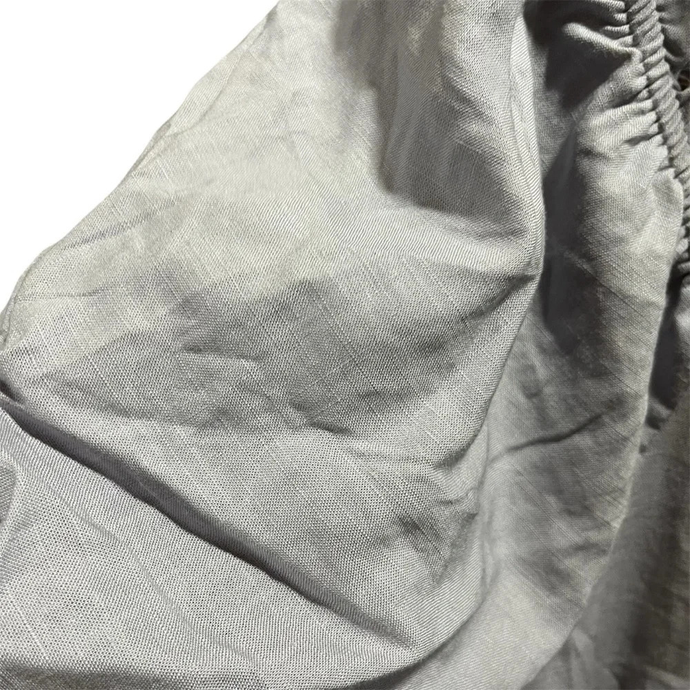 TORRID ~ Grey Peasant Top with Smocked Middle and Puff Sleeves Linen Blend - Picture 4 of 11